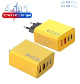 120W 4 Ports USB C Fast Charger PD Quick Charge 3.0 Wall Phone Adapter Universal Travel Charging Plug for iPhone Samsung Xiaomi