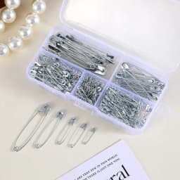 Silver Safety Pins Kit With Storage Box for Clothes Sewing And Jewelry Making DIY Handmade Craft Accessories Tools Set