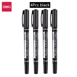 4/9pcs/lot Deli Twin Tip Permanent Marker Pen Set Fine Point Waterproof Ink Thin Nib Crude Nib Black Ink 0.5mm-2mm Fine Color