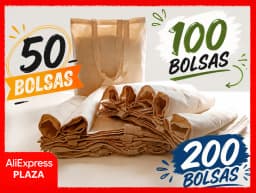 Bag fabric cotton Pack 50 units Biodegradable reusable long handles durable Shopping Crafts
