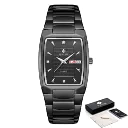 WWOOR 2026 New Square Watch Men with Automatic Week Date Luxury Stainless Steel Gold Mens Quartz Wrist Watches Relogio Masculino