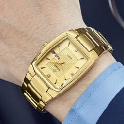 WWOOR 2026 New Square Watch Men with Automatic Week Date Luxury Stainless Steel Gold Mens Quartz Wrist Watches Relogio Masculino