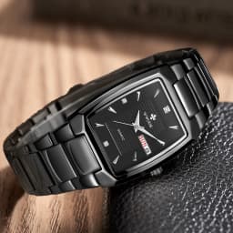WWOOR 2026 New Square Watch Men with Automatic Week Date Luxury Stainless Steel Gold Mens Quartz Wrist Watches Relogio Masculino