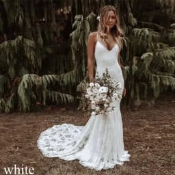 Customized Boho Mermaid Wedding Dresses Spaghetti Straps Lace Backless Beach Sexy V-Neck Bohemian Bridal Gowns Vestidos De Noiva