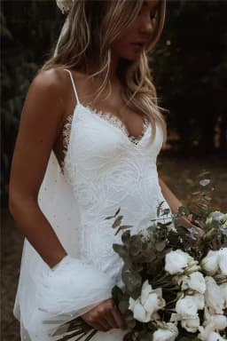 Customized Boho Mermaid Wedding Dresses Spaghetti Straps Lace Backless Beach Sexy V-Neck Bohemian Bridal Gowns Vestidos De Noiva