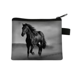 Galloping Horse 3D Printing Coin Purse Ladies Shopping Portable Silver Coin Bag Travel Mini Credit Card ID Card Bag Gift