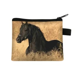 Galloping Horse 3D Printing Coin Purse Ladies Shopping Portable Silver Coin Bag Travel Mini Credit Card ID Card Bag Gift