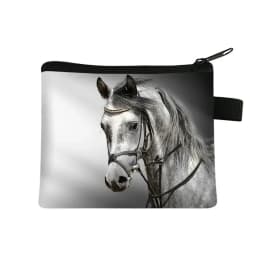 Galloping Horse 3D Printing Coin Purse Ladies Shopping Portable Silver Coin Bag Travel Mini Credit Card ID Card Bag Gift