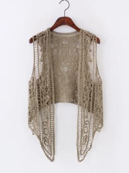 Asymmetric Open Stitch Cardigan Summer Beach Boho Hippie People Style Crochet Knit Embroidery Blouse sleeveless Vest 2022