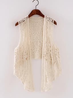 Asymmetric Open Stitch Cardigan Summer Beach Boho Hippie People Style Crochet Knit Embroidery Blouse sleeveless Vest 2022