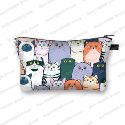 Kawaii Cartoon Cat Dog Cosmetic Case Cute Kitten Puppy Makeup Bags Women Toiletries Bags Clutch Lipstick Pouch Girl Cosmetic Bag