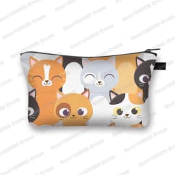 Kawaii Cartoon Cat Dog Cosmetic Case Cute Kitten Puppy Makeup Bags Women Toiletries Bags Clutch Lipstick Pouch Girl Cosmetic Bag