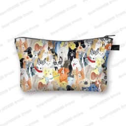 Kawaii Cartoon Cat Dog Cosmetic Case Cute Kitten Puppy Makeup Bags Women Toiletries Bags Clutch Lipstick Pouch Girl Cosmetic Bag