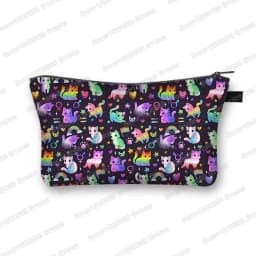 Kawaii Cartoon Cat Dog Cosmetic Case Cute Kitten Puppy Makeup Bags Women Toiletries Bags Clutch Lipstick Pouch Girl Cosmetic Bag
