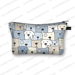 Kawaii Cartoon Cat Dog Cosmetic Case Cute Kitten Puppy Makeup Bags Women Toiletries Bags Clutch Lipstick Pouch Girl Cosmetic Bag