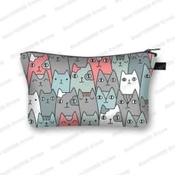 Kawaii Cartoon Cat Dog Cosmetic Case Cute Kitten Puppy Makeup Bags Women Toiletries Bags Clutch Lipstick Pouch Girl Cosmetic Bag