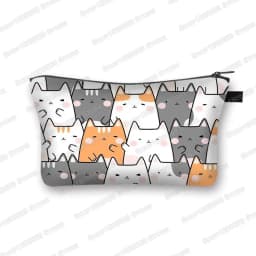 Kawaii Cartoon Cat Dog Cosmetic Case Cute Kitten Puppy Makeup Bags Women Toiletries Bags Clutch Lipstick Pouch Girl Cosmetic Bag