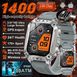 2026 New 1400mAh Battery Smart Watch GPS path Bluetooth Call 10ATM Waterproof Swim Sport Run Hiking Outdoors Military Smartwatch