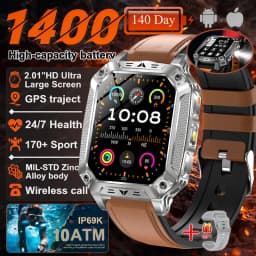 2026 New 1400mAh Battery Smart Watch GPS path Bluetooth Call 10ATM Waterproof Swim Sport Run Hiking Outdoors Military Smartwatch
