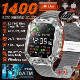 2026 New 1400mAh Battery Smart Watch GPS path Bluetooth Call 10ATM Waterproof Swim Sport Run Hiking Outdoors Military Smartwatch