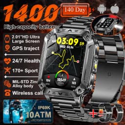 2026 New 1400mAh Battery Smart Watch GPS path Bluetooth Call 10ATM Waterproof Swim Sport Run Hiking Outdoors Military Smartwatch