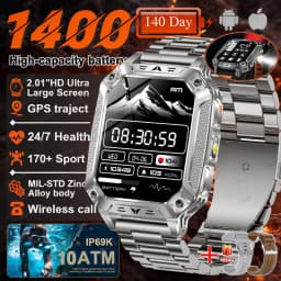 2026 New 1400mAh Battery Smart Watch GPS path Bluetooth Call 10ATM Waterproof Swim Sport Run Hiking Outdoors Military Smartwatch