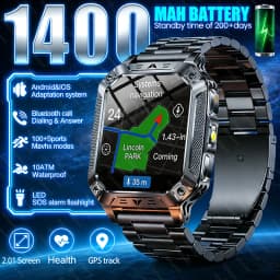 2026 New 1400mAh Battery Smart Watch GPS path Bluetooth Call 10ATM Waterproof Swim Sport Run Hiking Outdoors Military Smartwatch