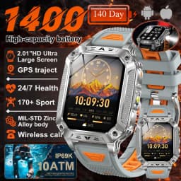 2026 New 1400mAh Battery Smart Watch GPS path Bluetooth Call 10ATM Waterproof Swim Sport Run Hiking Outdoors Military Smartwatch
