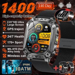 2026 New 1400mAh Battery Smart Watch GPS path Bluetooth Call 10ATM Waterproof Swim Sport Run Hiking Outdoors Military Smartwatch