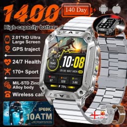 2026 New 1400mAh Battery Smart Watch GPS path Bluetooth Call 10ATM Waterproof Swim Sport Run Hiking Outdoors Military Smartwatch