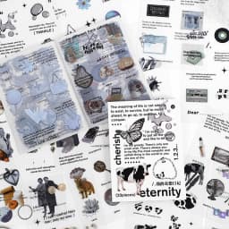 Yoofun 30pcs/pack Multi-style Decorative Stickers Rainbow White and Black Geo Sticker Pack for Scrapbooking Journals Collage DIY
