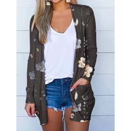 New Women Fashion Solid Long Sleeve Solid Casual Autumn Winter Medium Long Pocket Cardigan S-5Xl Multicolor Large
