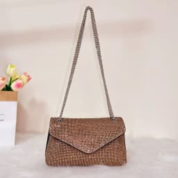 Women's Clutch Bag with Rhinestones Silver Purse on Chain PU Leather Evening Bag Ladies Fashion Party Evening Shoulder Bag