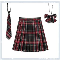 Women Plaid Pleat Skirt With Necktie Bowtie XS- 5XL Harajuku Preppy Mini Japanese School Uniforms Girls Summer Jupe Kawaii Skirt