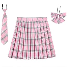Women Plaid Pleat Skirt With Necktie Bowtie XS- 5XL Harajuku Preppy Mini Japanese School Uniforms Girls Summer Jupe Kawaii Skirt