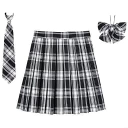 Women Plaid Pleat Skirt With Necktie Bowtie XS- 5XL Harajuku Preppy Mini Japanese School Uniforms Girls Summer Jupe Kawaii Skirt