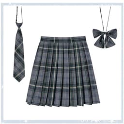 Women Plaid Pleat Skirt With Necktie Bowtie XS- 5XL Harajuku Preppy Mini Japanese School Uniforms Girls Summer Jupe Kawaii Skirt