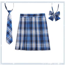 Women Plaid Pleat Skirt With Necktie Bowtie XS- 5XL Harajuku Preppy Mini Japanese School Uniforms Girls Summer Jupe Kawaii Skirt