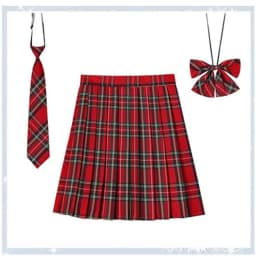Women Plaid Pleat Skirt With Necktie Bowtie XS- 5XL Harajuku Preppy Mini Japanese School Uniforms Girls Summer Jupe Kawaii Skirt