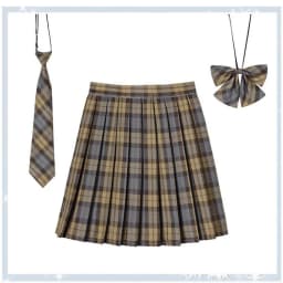 Women Plaid Pleat Skirt With Necktie Bowtie XS- 5XL Harajuku Preppy Mini Japanese School Uniforms Girls Summer Jupe Kawaii Skirt
