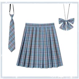 Women Plaid Pleat Skirt With Necktie Bowtie XS- 5XL Harajuku Preppy Mini Japanese School Uniforms Girls Summer Jupe Kawaii Skirt