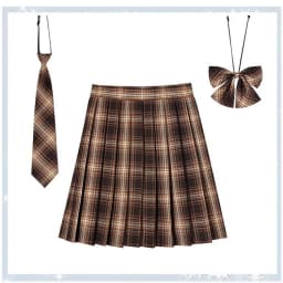 Women Plaid Pleat Skirt With Necktie Bowtie XS- 5XL Harajuku Preppy Mini Japanese School Uniforms Girls Summer Jupe Kawaii Skirt