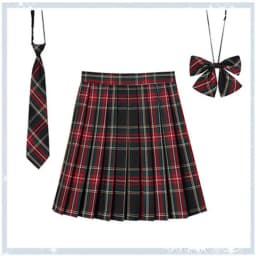 Women Plaid Pleat Skirt With Necktie Bowtie XS- 5XL Harajuku Preppy Mini Japanese School Uniforms Girls Summer Jupe Kawaii Skirt