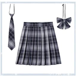Women Plaid Pleat Skirt With Necktie Bowtie XS- 5XL Harajuku Preppy Mini Japanese School Uniforms Girls Summer Jupe Kawaii Skirt