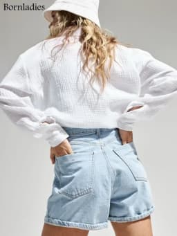 Bornladies 2025 Women's Spring Summer 100% Cotton Shirts Office Lady Fashionable Solid Lady Long Sleeve Loose Tops Crepe Shirts