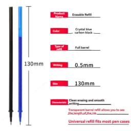 30/50/80/100Pcs/Lot 0.5mm Gel Pen Erasable Pen Refill Rod Set Blue Black Ink Shool Washable Handle Writing Stationery Supplies