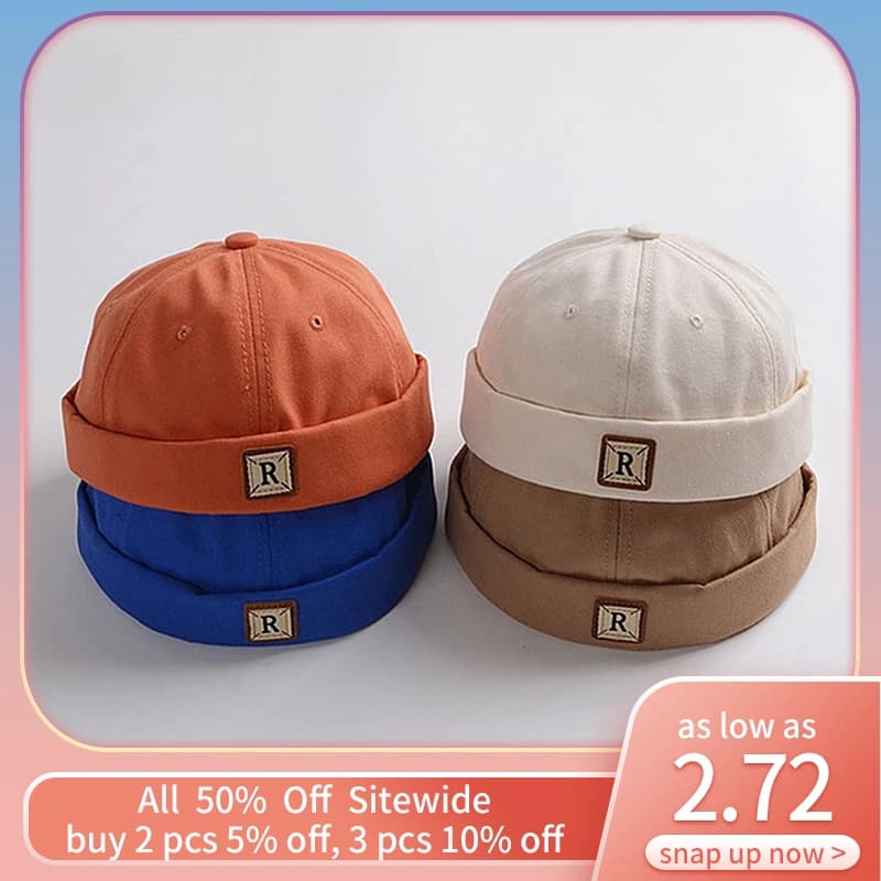 Baby Dome Melon Skullies Beanie Cap Children Soild Color Brimless Landlord Hat Kids Skullcap Korean Fashion Boy Girl Bonnet 아기모자