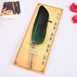 1 Set English Calligraphy Feather Dip Pen Writing Stationery Set Gift Box with 5 Nib Wedding Gift Quill Pen Fountain Pen