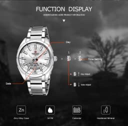 NAVIFORCE Classic Casual Watch for Men Stainless teel Sport Waterproof Male Watches Quartz Date Display Clock Relogio Masculino