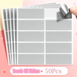 50pcs Reward Scratch Card Film Coated Stickers Scratch Off Labels Diy 'S Redemption Vouchers Scratched Stripe Card Film